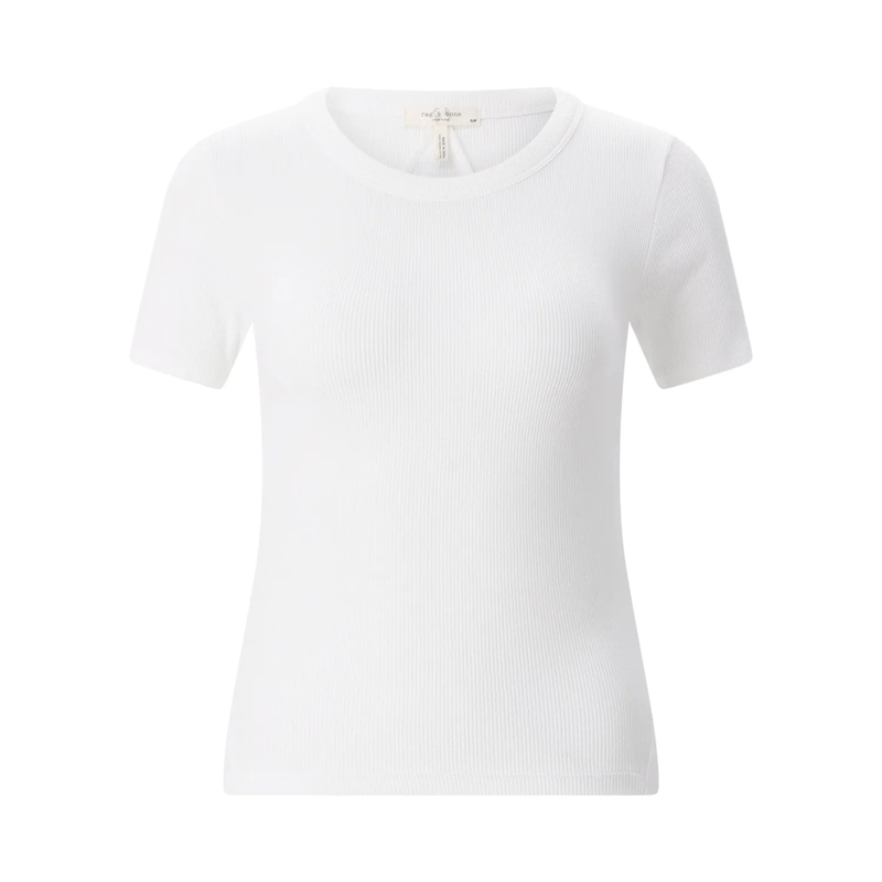 Rag & Bone Top Geripptes T-Shirt weiß