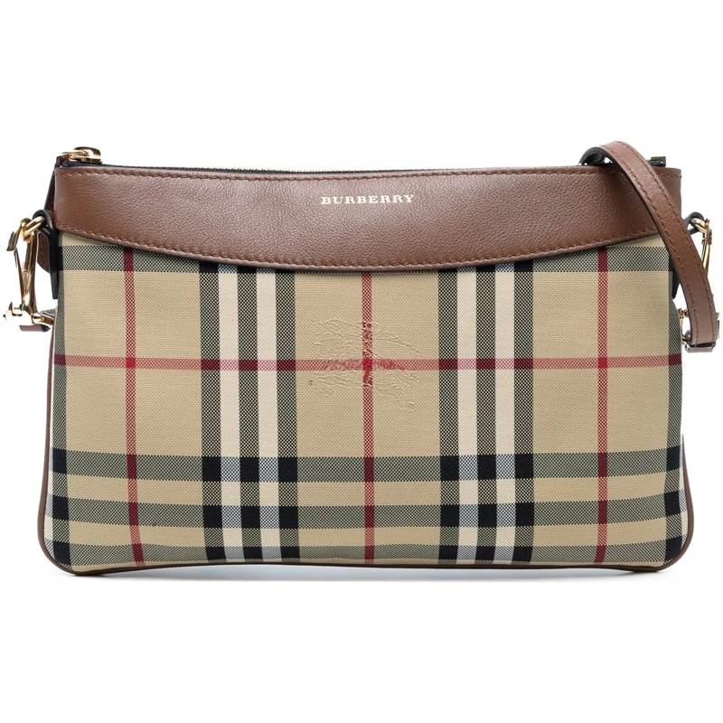 Burberry Sac à bandoulière Haymarket Check Canvas Peyton Crossbody braun