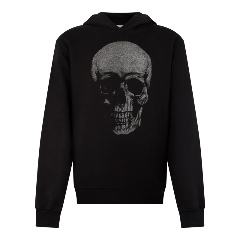 Philipp Plein Top Hoodie Glitter Skull schwarz