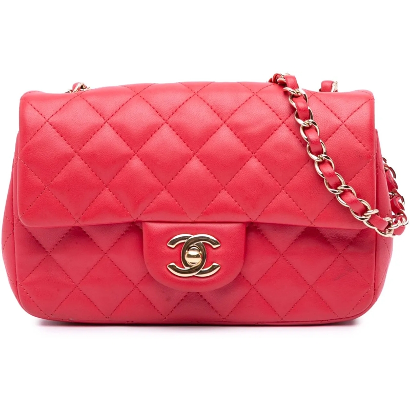 Chanel Sac à bandoulière Mini Rectangular Classic Lambskin Single Flap rot