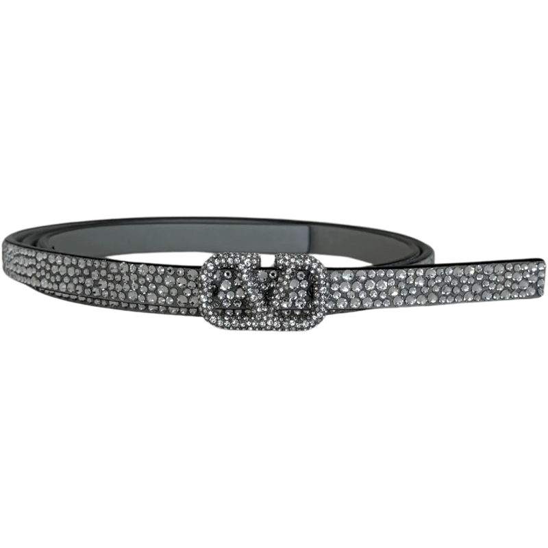 Valentino Garavani Ceinture en cuir Valentino Garavani VLogo Signature Belt with 10mm  silber