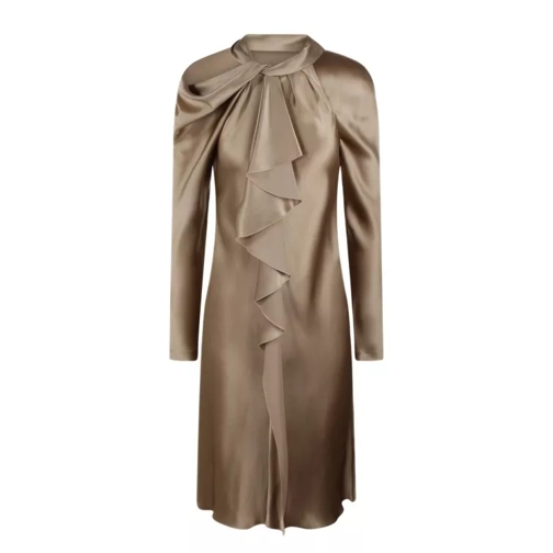 Alberta Ferretti Lavalliere Satin Dress Brown 