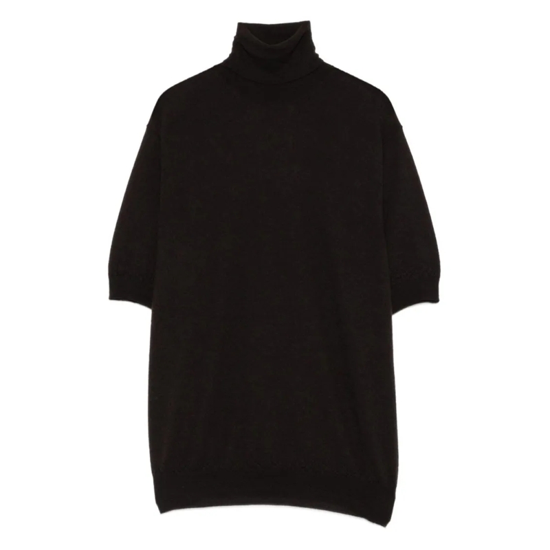 Prada Trui met col Relaxed Fit High Neck Sweater With Ribbed Detailin Black