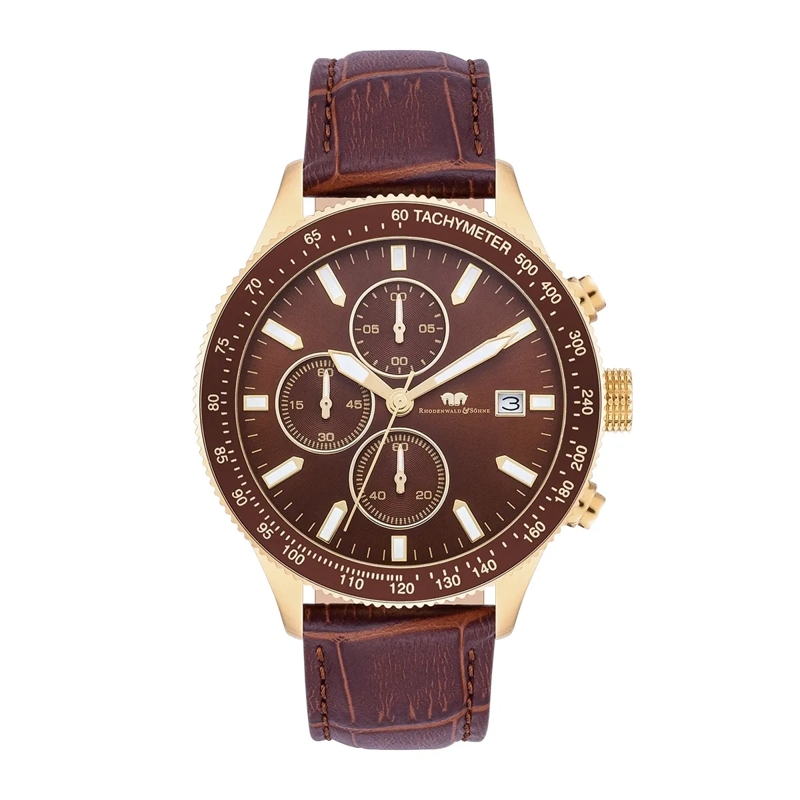 Rhodenwald & Söhne Automatikuhr Herren Armbanduhr Karthago II Echtleder gold