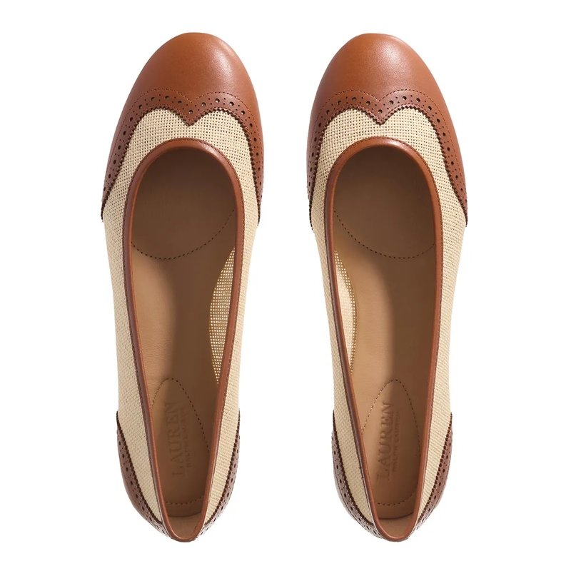 Lauren Ralph Lauren Ballerinas Jayna Wingtp Flats Ballet Light Natural/Lauren Tan(Image 6)