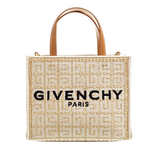 Givenchy Mini G Tote Shopping Bag 4G Embroidered Raffia Natural Tote