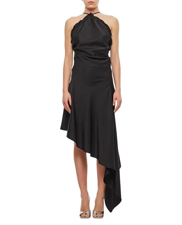 The Attico - Asymmetric Satin Dress - Größe 38 - schwarz