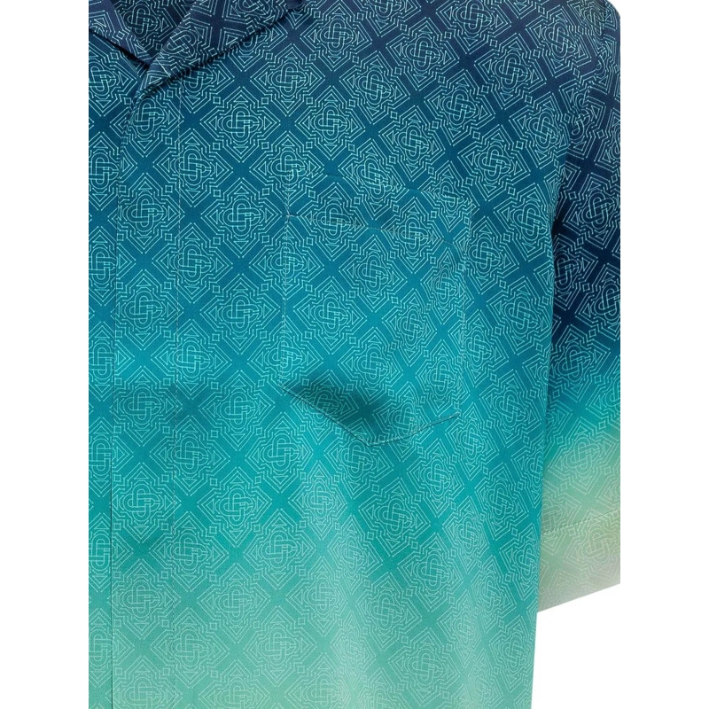 Casablanca Legeres Oberteil Camicia Sfumata con Motivo Geometrico blau(Image 3)