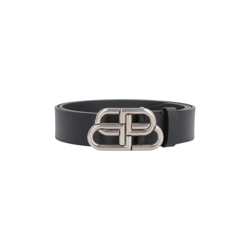 Balenciaga Gürtel Slim Leather Belt With Silver Black