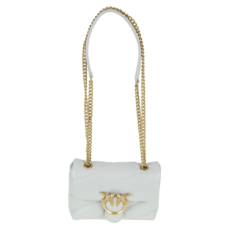 Pinko Schultertasche Quilted Shoulder Bag With Logo Plaque Grey