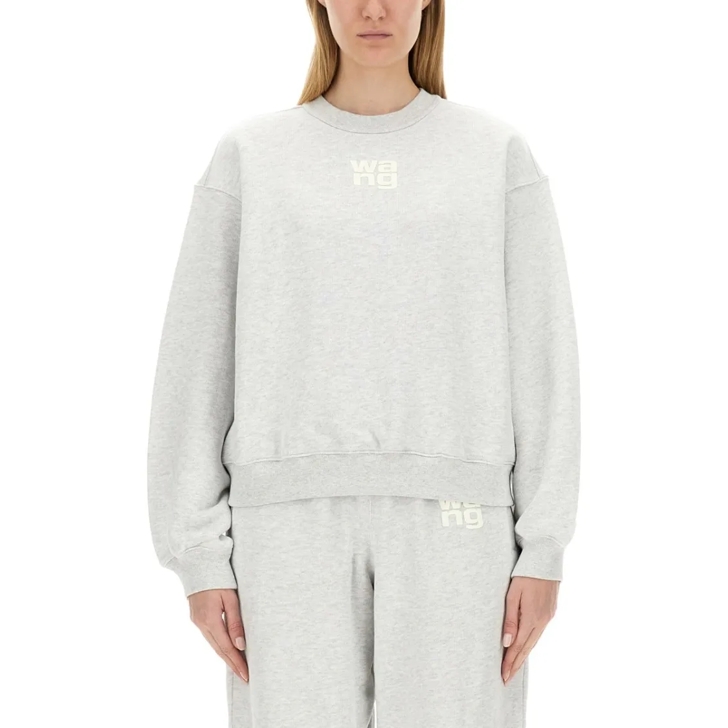 T by Alexander Wang Grey Sweatshirt With Minimalist Logo Grey