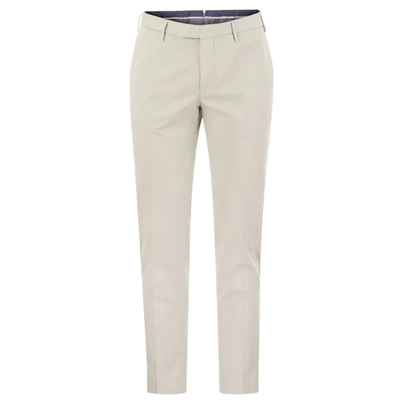 Pt Torino Chino Skinny Trousers In Cotton And Silk White