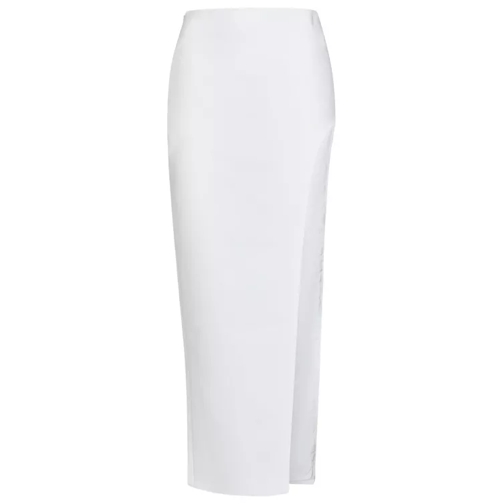 Mônot White Crepe Midi Skirt White 