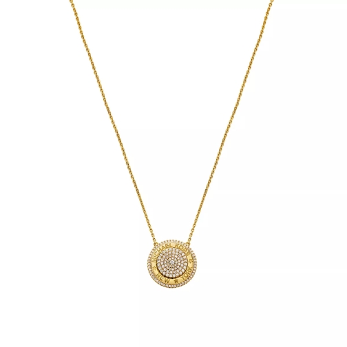 Michael Kors 14k Gold-Plated Pave Focal Pendant Necklace Yellow Gold Collier moyen