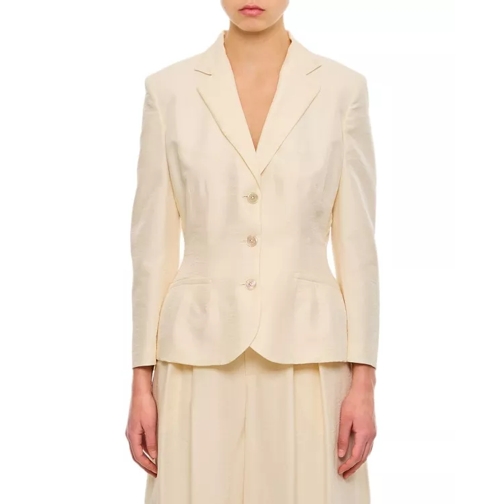 Ralph Lauren  Single-Breasted Satin Jacket Neutrals