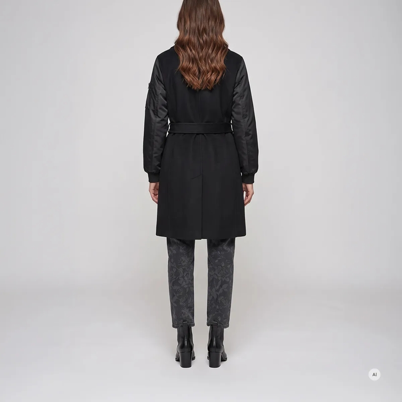 Marc Aurel Übergangsjacke Diese Doppelreiher Caban Outdoorjacke aus einem Ma schwarz(Image 4)