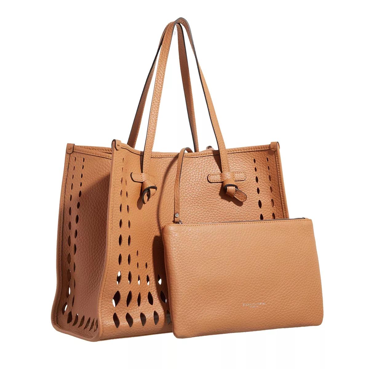 Gianni Chiarini Resin-Coated Tekla Tas met Leren Profielen Brown Dames