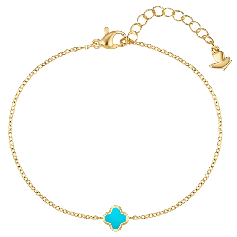 Glanzstücke München Armband Edelstahl Armband Türkis (synth.) Kleeblatt gold