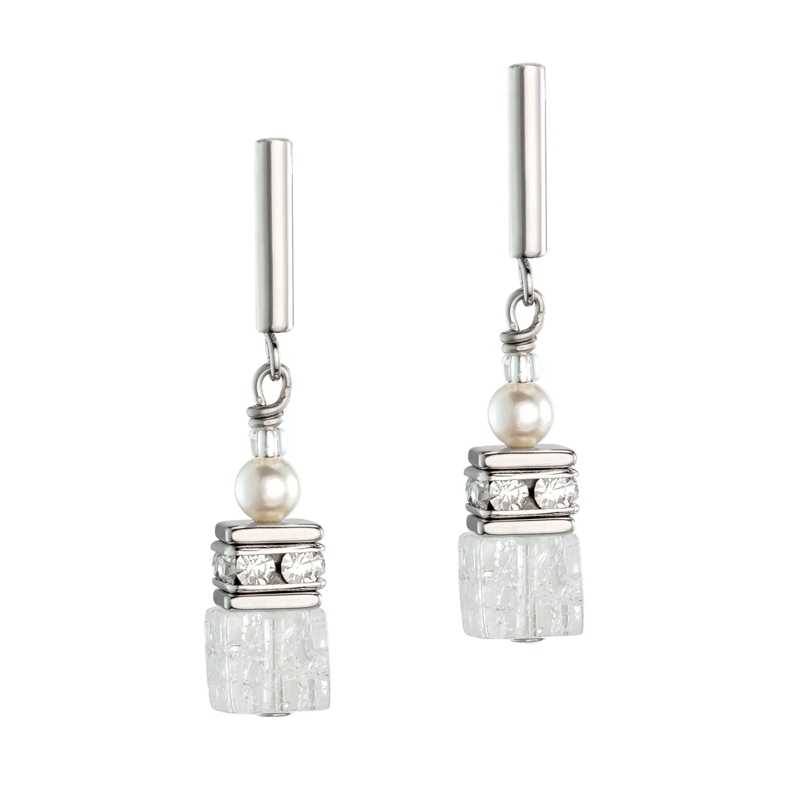 COEUR DE LION Ohrstecker GeoCUBE® Precious Fusion Pearls Ohrringe weiss