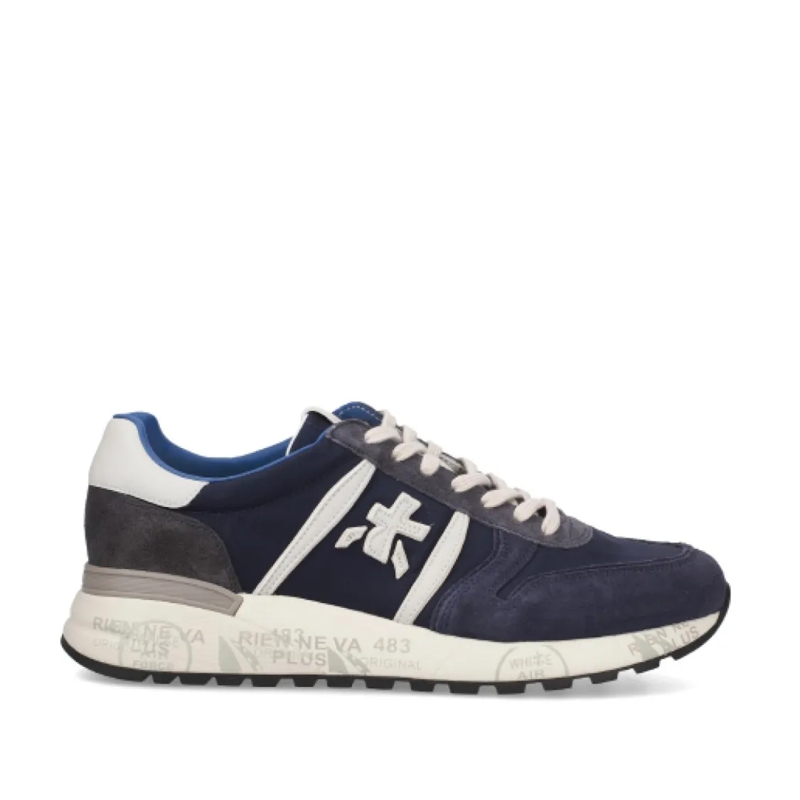 Premiata Sneaker basse Suede And Technical Fabric Blue Lander Sneakers Blue
