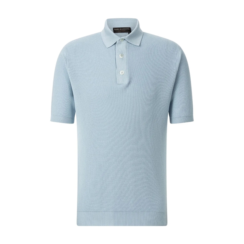 FILIPPO DE LAURENTIIS Polohemd Poloshirt aus Crêpe-Baumwolle weiß
