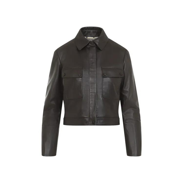 Giorgio Armani - Blouson Brown Lamb Leather Jacket - Größe 38 - braun