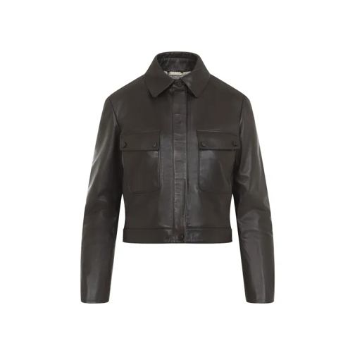 Giorgio Armani Blouson Brown Lamb Leather Jacket Brown Leren jassen