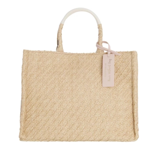 Coccinelle Never Without Bag Rafia Shopper Natural White Draagtas