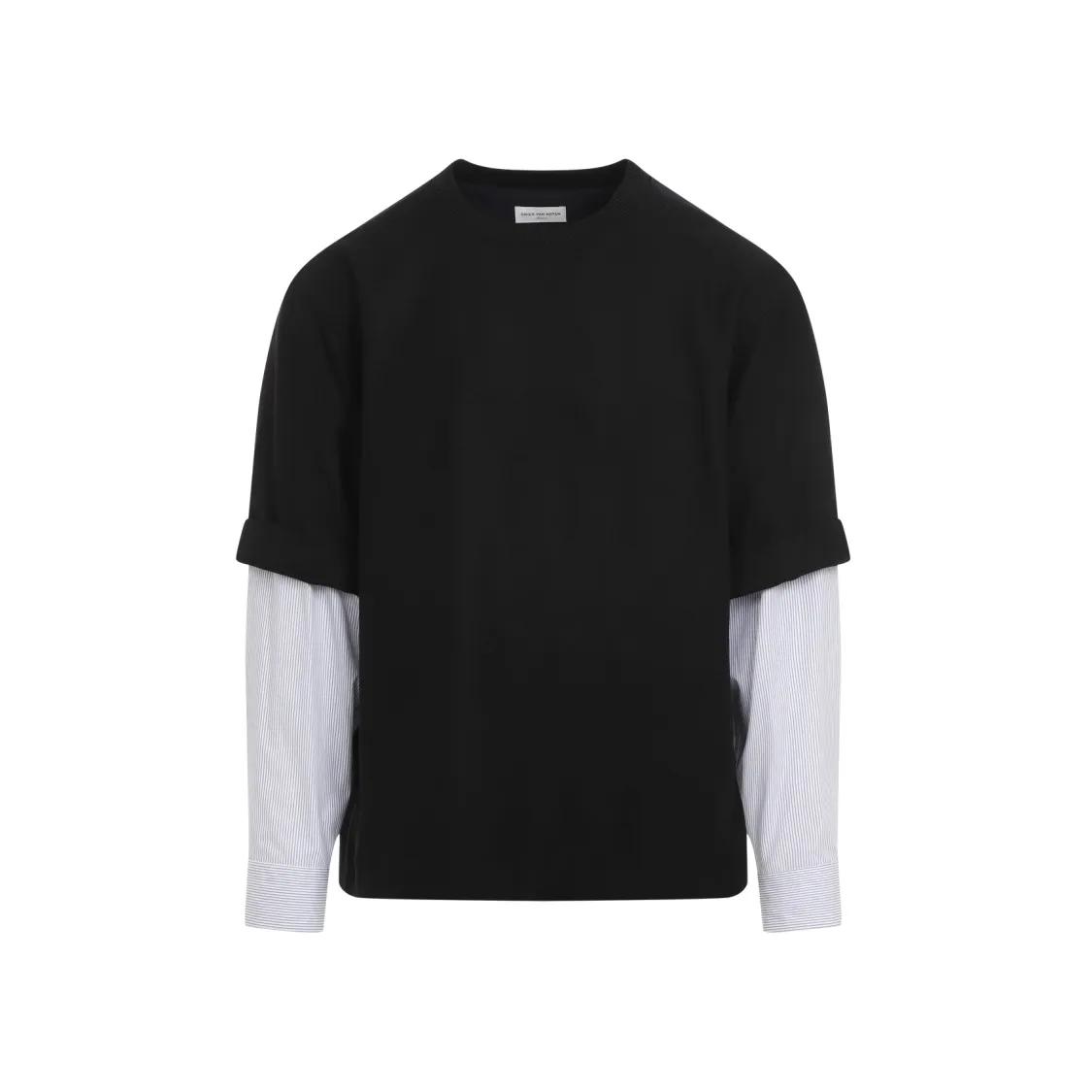 Dries Van Noten - Black Cotton Corrow Shirt - Größe L - schwarz