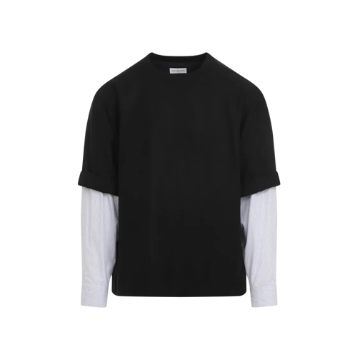 Dries Van Noten Topjes met lange mouwen Black Cotton Corrow Shirt Black