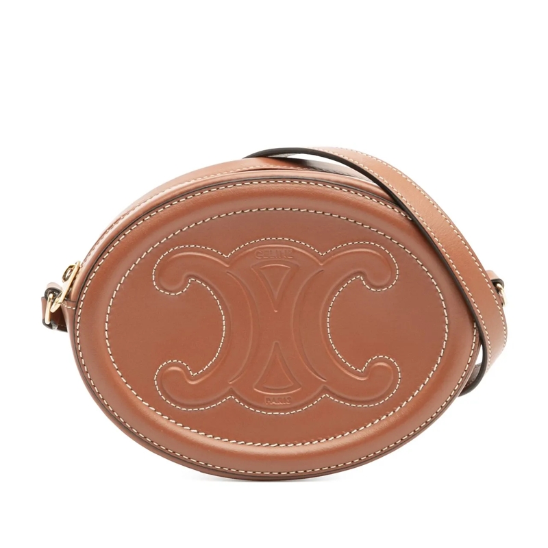 Celine Schultertasche Small Calfskin Cuir Triomphe Oval Crossbody braun