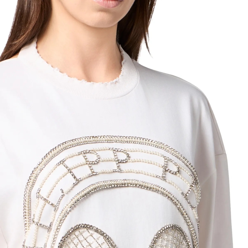 Philipp Plein Midikleid Open Back T-Shirt Mini Dress Tennis Club weiss(Image 5)