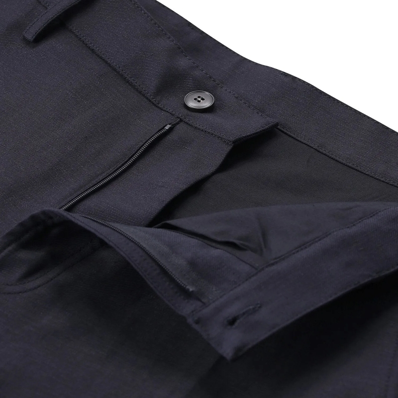 Canali Freizeithose Regular-Fit Hose aus Wolle und Leinen dunkelblau(Image 9)