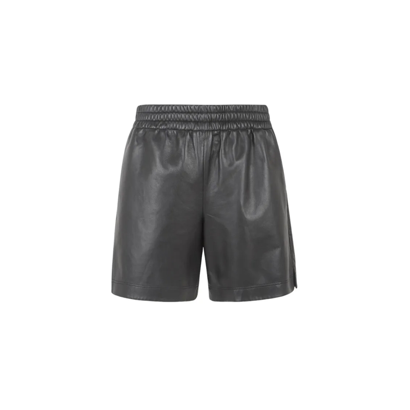 Gucci Casual Shorts Relaxed Black Lamb Leather Shorts Grey