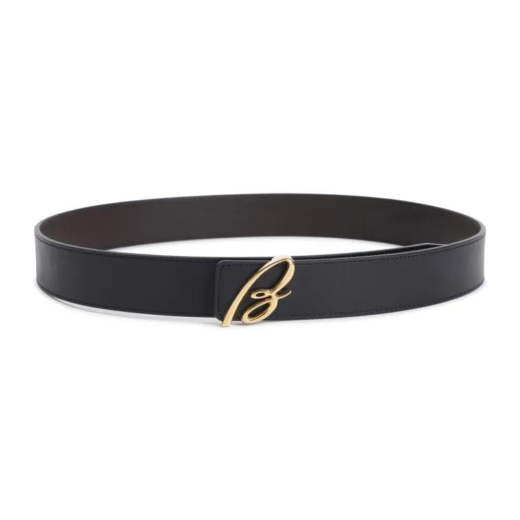 Brioni Gürtel - Black Coffee Leather Belt - Gr. 105 - in Schwarz - für Damen