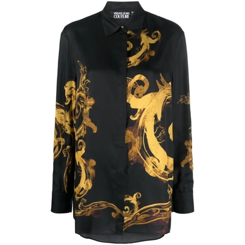 Versace Jeans Couture Hemden Chain Couture-Print Satin Shirt Black