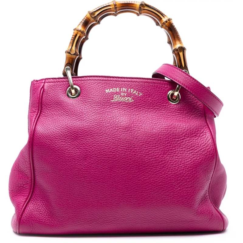Gucci Schultertasche Small Calfskin Bamboo Shopper Satchel rose