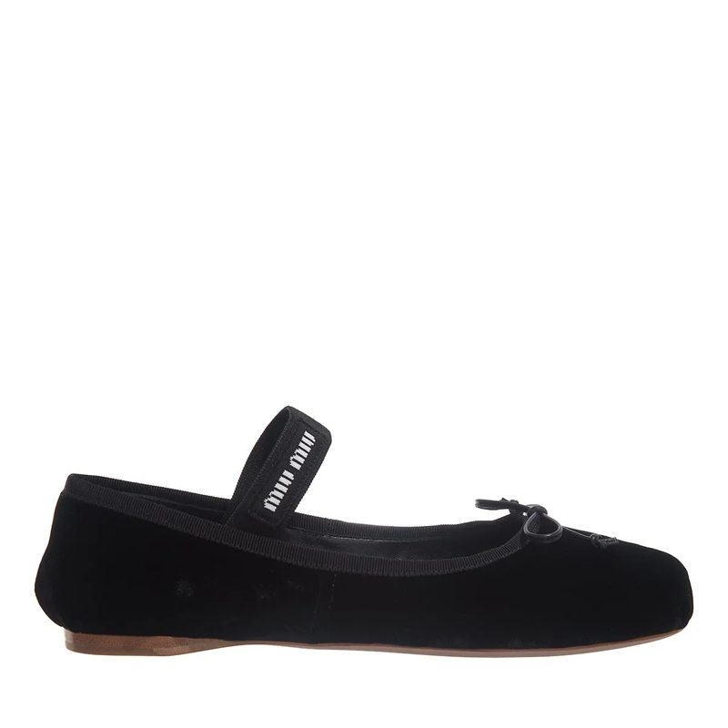 Miu Miu Ballerinas Bow Ballet Flats Black