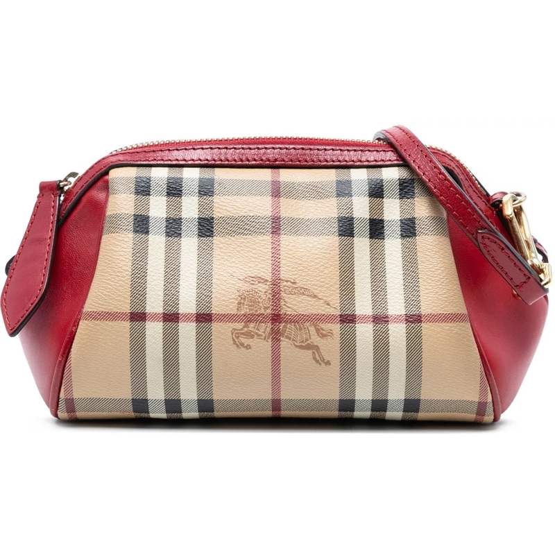 Burberry Schultertasche Mini Haymarket Check Coated Canvas Blaze Crossbody braun