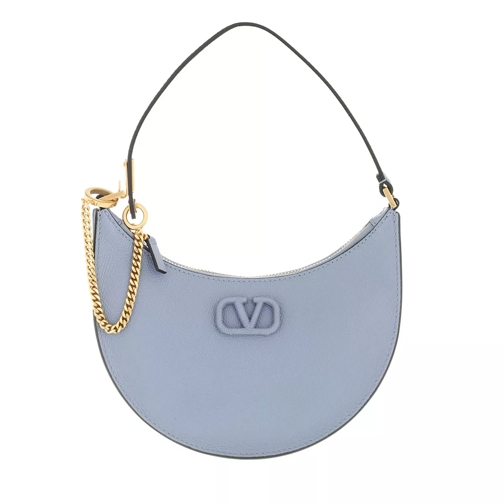 Valentino Garavani Mini V-Logo Signature Hobo Bag Leather Niagara Blue Hobo Bag