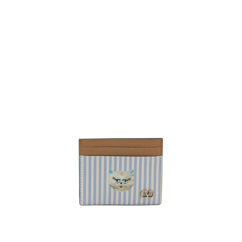 Valentino Garavani Portemonnee Vlogo Signature Card Holder Grey