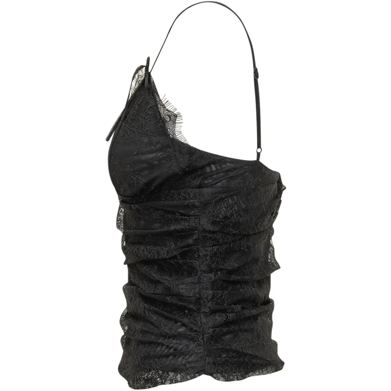 Pinko Top Top in Pizzo con Spalline e Scollo a V schwarz(Image 3)