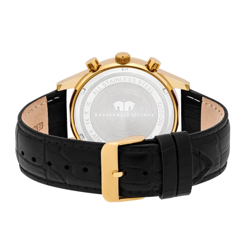 Rhodenwald & Söhne Automatikuhr Herren Armbanduhr Goodwill Echtleder gold(Image 5)