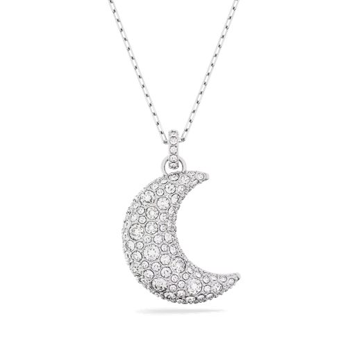 Swarovski Luna pendant, Moon, Rhodium plated White Pendant