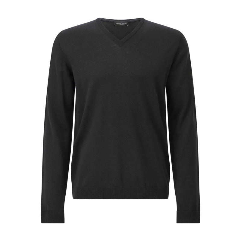 Roberto Collina T-Shirt Strickpullover mit V-Ausschnitt schwarz(Image 7)