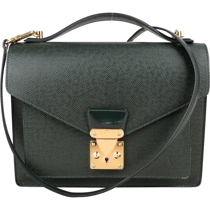 Louis Vuitton Tote Louis Vuitton Green Taiga Leather Monceau Handbag grün