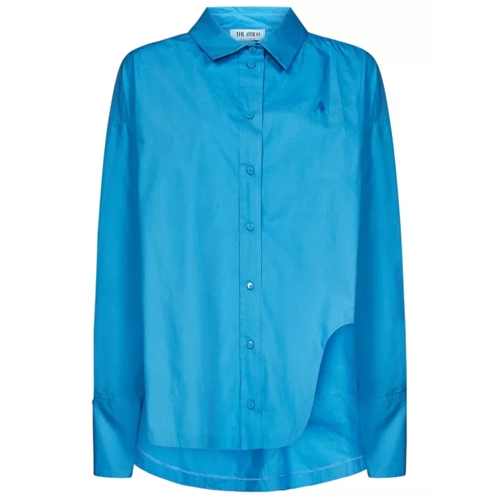 The Attico Diana Shirt In Light Blue Cotton Poplin Blue Hemden