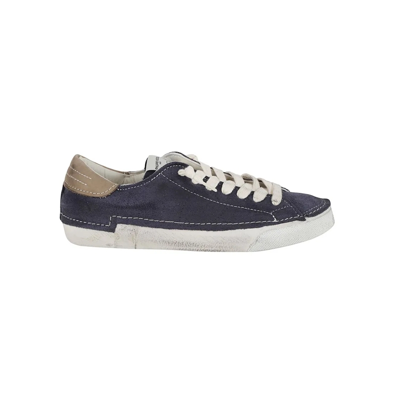 Philippe Model Lage-top sneaker Navy Suede-Like Sneakers With Distressed White Sol Blue