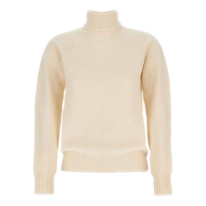 Drumohr Pull à col roulé Ribbed Turtleneck Sweater With Raglan Sleeves In O Neutrals