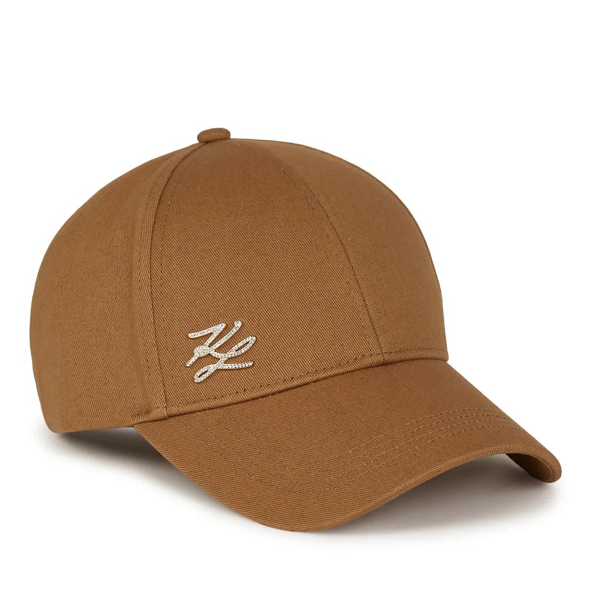 Karl Lagerfeld Caps & Mützen - K/AUTOGRAPH KAPPE MIT PIN - Gr. ONE SIZE - in Cognacbraun - für Damen